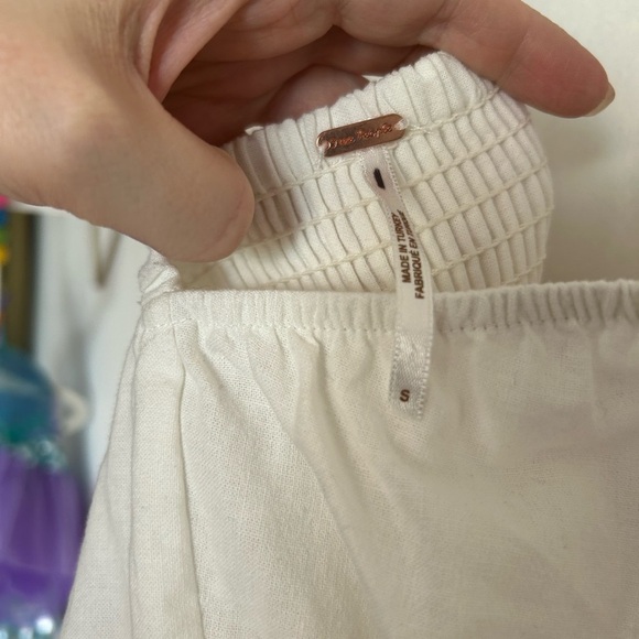 NWOT Free People A-line Linen Mini Dress Long Balloon Sleeve White - Picture 4 of 7